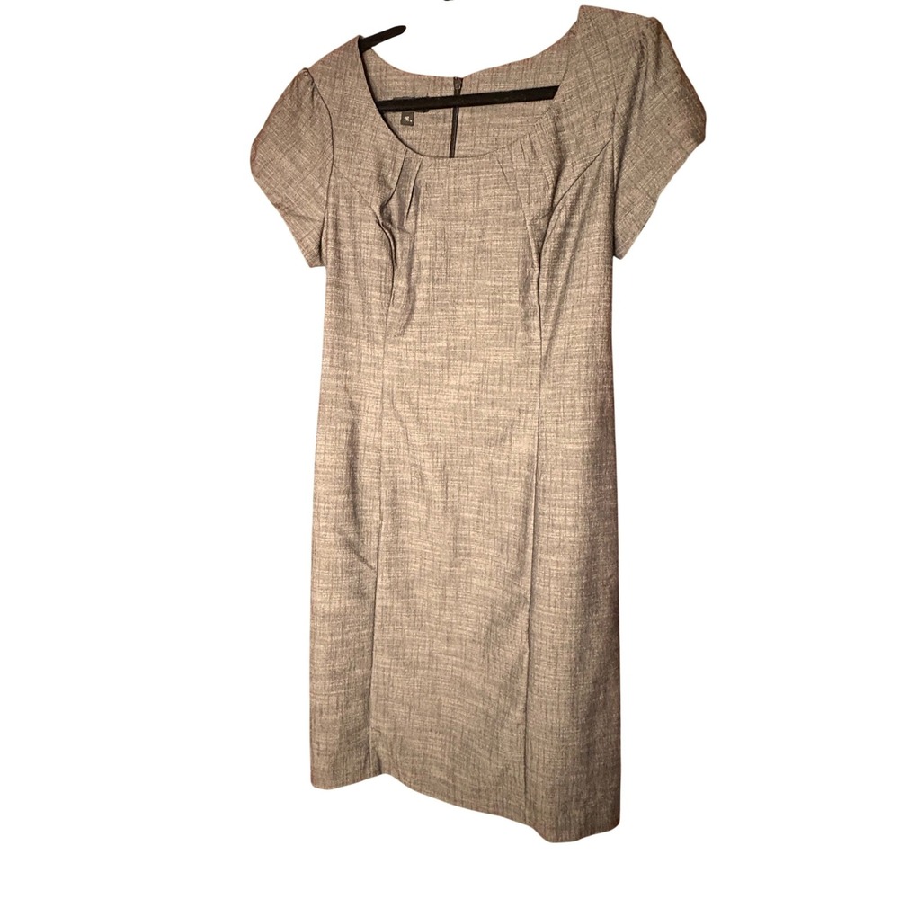AGB WomensGrey Textured Sheath Dress Square‎ Neck Short Sleeve Belted Size 12